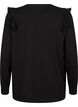 Bluzka z dlugimi rekawami i falbanami, Black, Packshot image number 1