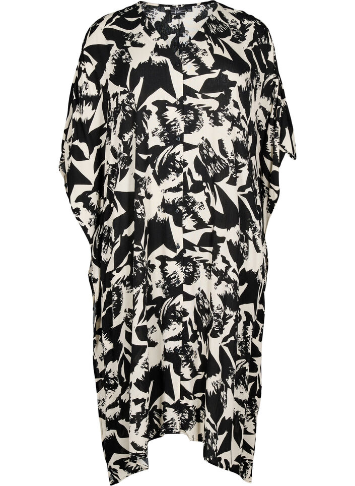 Kaftan plazowy z guzikami, Beżowy, Packshot image number 0