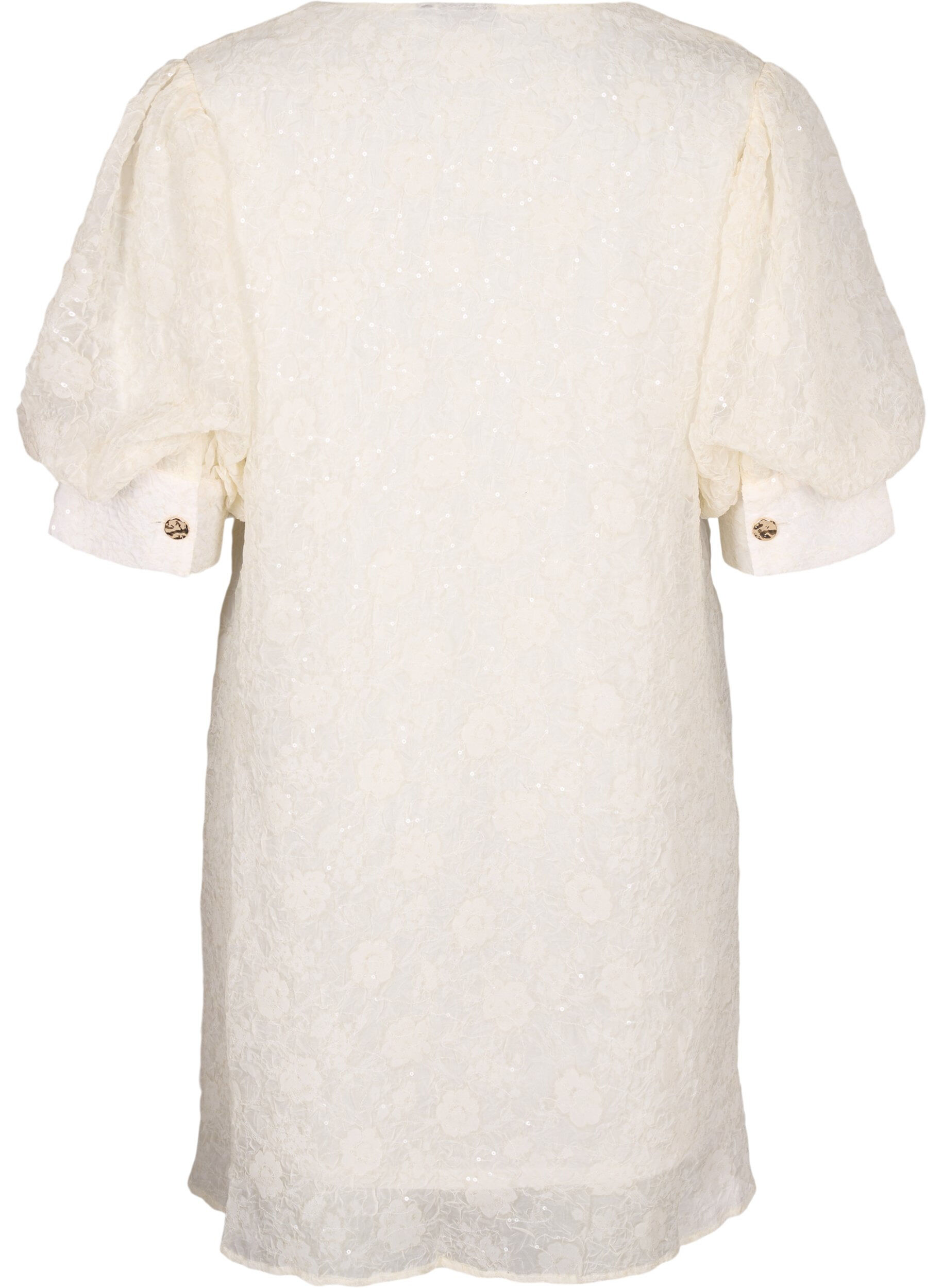 Zizzi Kr&oacute;tka sukienka imprezowa z cekinami, Biały, Packshot image number 1