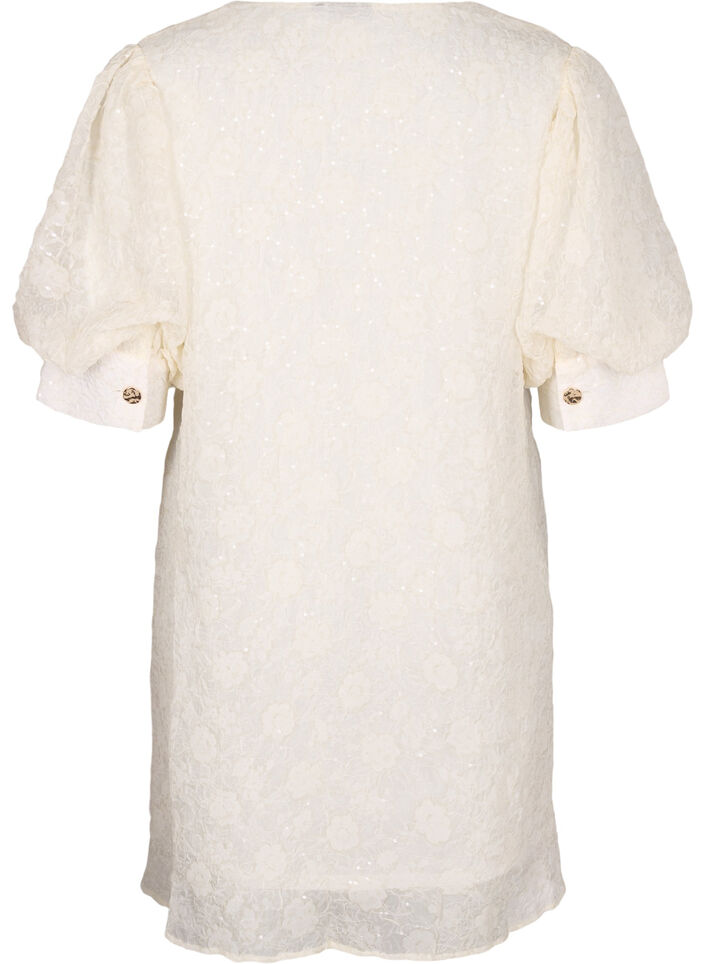 Krótka sukienka imprezowa z cekinami, Biały, Packshot image number 1