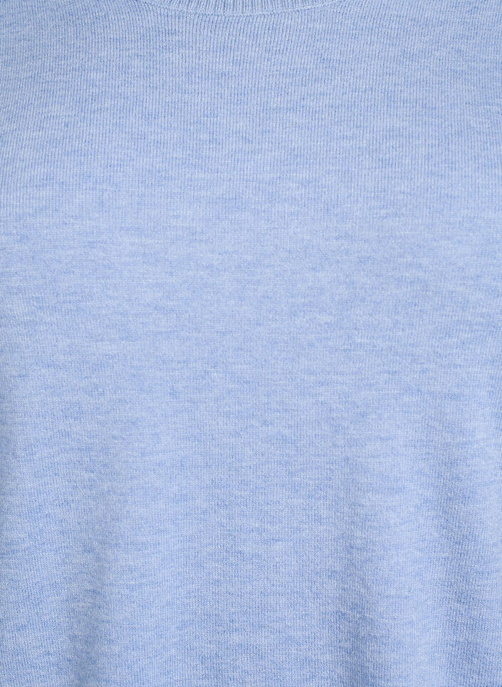 Dzianinowa bluzka z okraglym dekoltem, Niebieskie, Packshot image number 2
