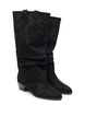 Dlugie buty w stylu zamszowym z odpinanym cholewem, Czarne, Packshot image number 1