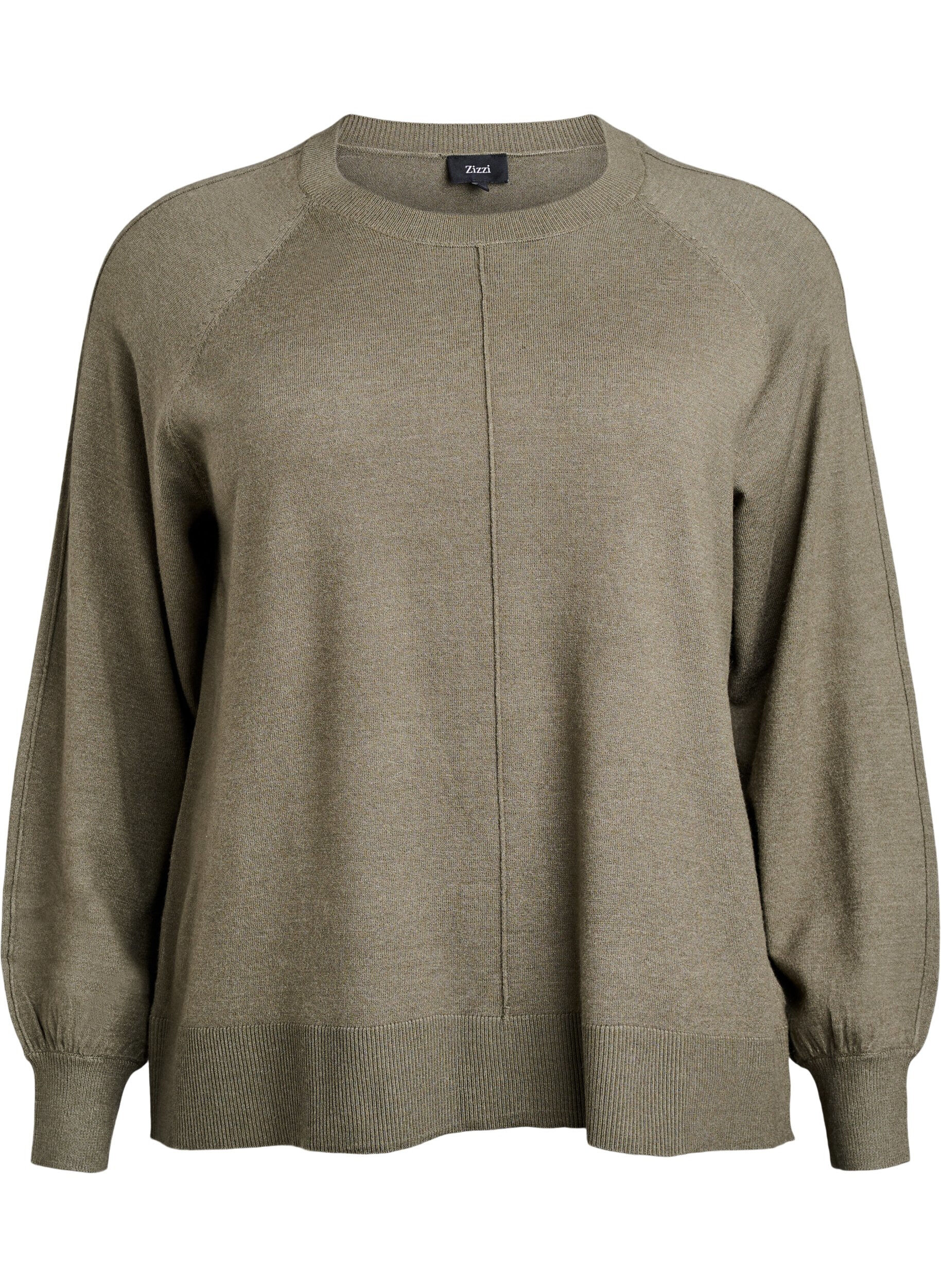 Dzianinowa bluzka ze srodkowym szwem i raglanowymi rekawami