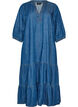 Maxi sukienka z odziezy jeansowej z falbankami, Niebieskie, Packshot image number 0