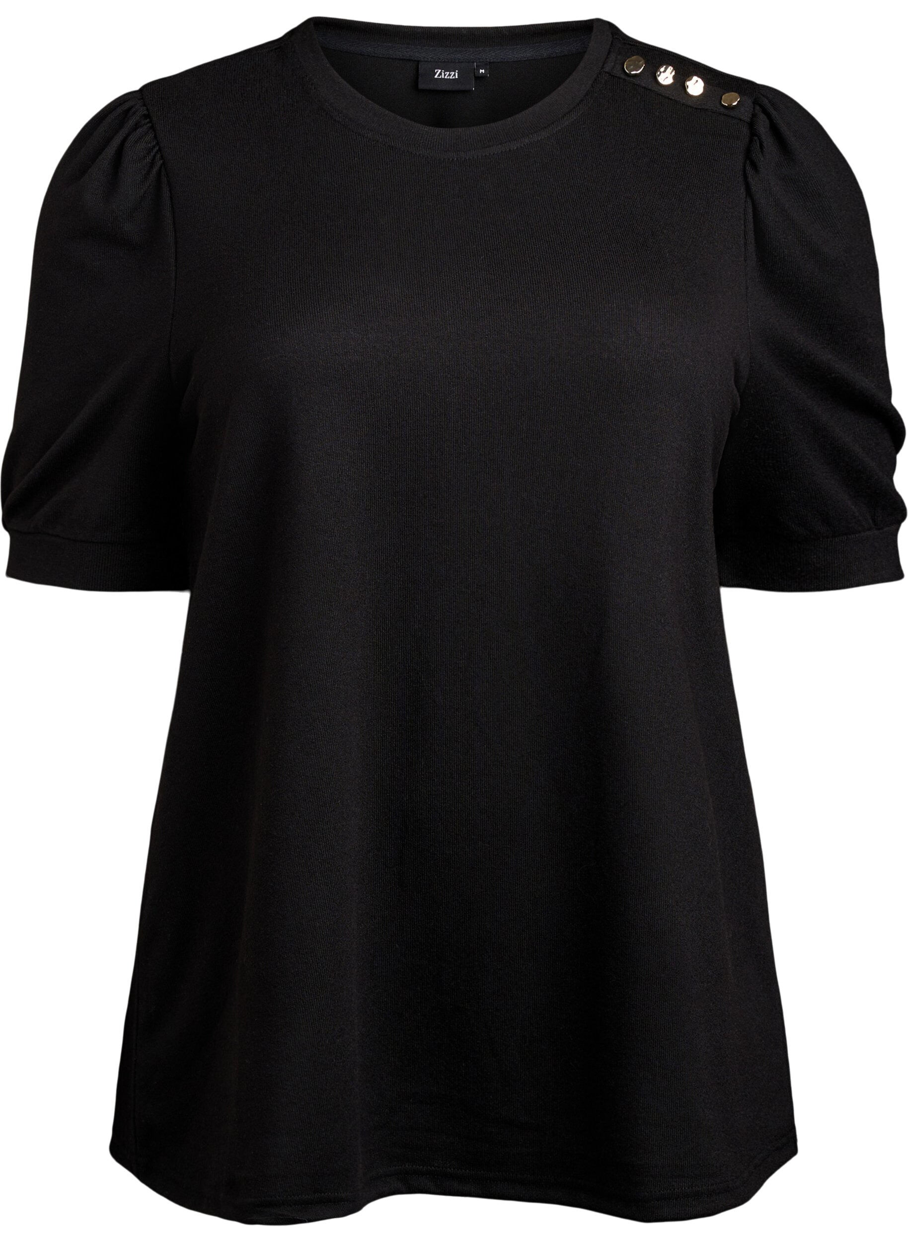 Bluzka z guzikami i kr&oacute;tkimi bufiastymi rekawami