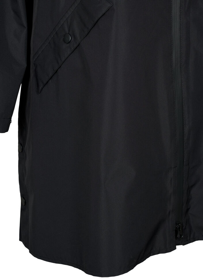 Plaszcz przeciwdeszczowy z kieszeniami i kapturem, Czarne, Packshot image number 3
