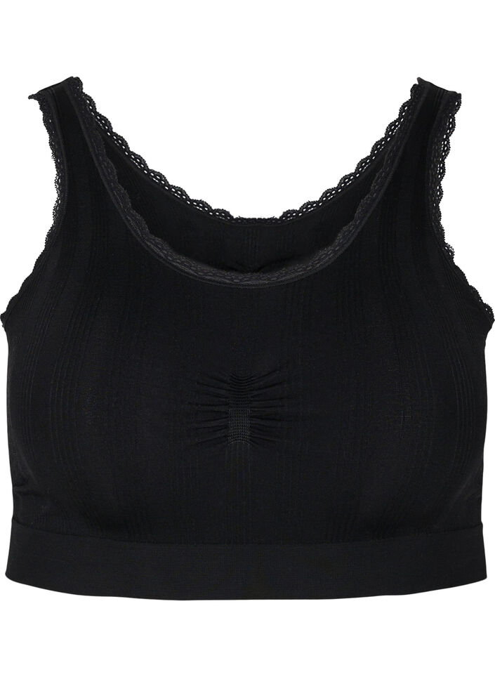 Soft, lace trim bra, Black, Packshot image number 0