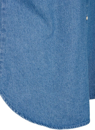 Jeansowa koszula w kwiaty z kieszenia na piersi, Light Blue Denim, Packshot image number 3
