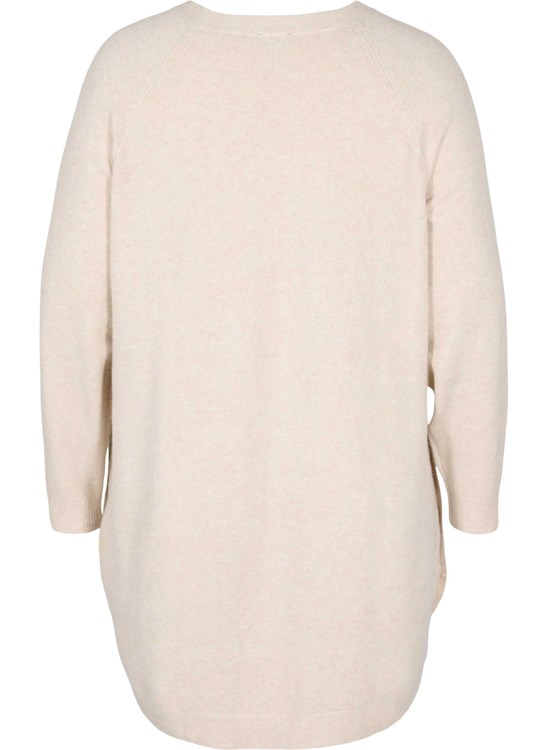 Zizzi Melanzowa dzianinowa sukienka z guzikami, Pumice Stone Mel., Packshot image number 1