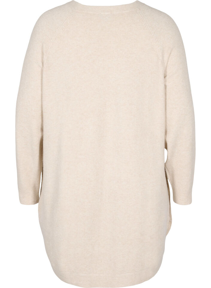 Melanzowa dzianinowa sukienka z guzikami, Pumice Stone Mel., Packshot image number 1