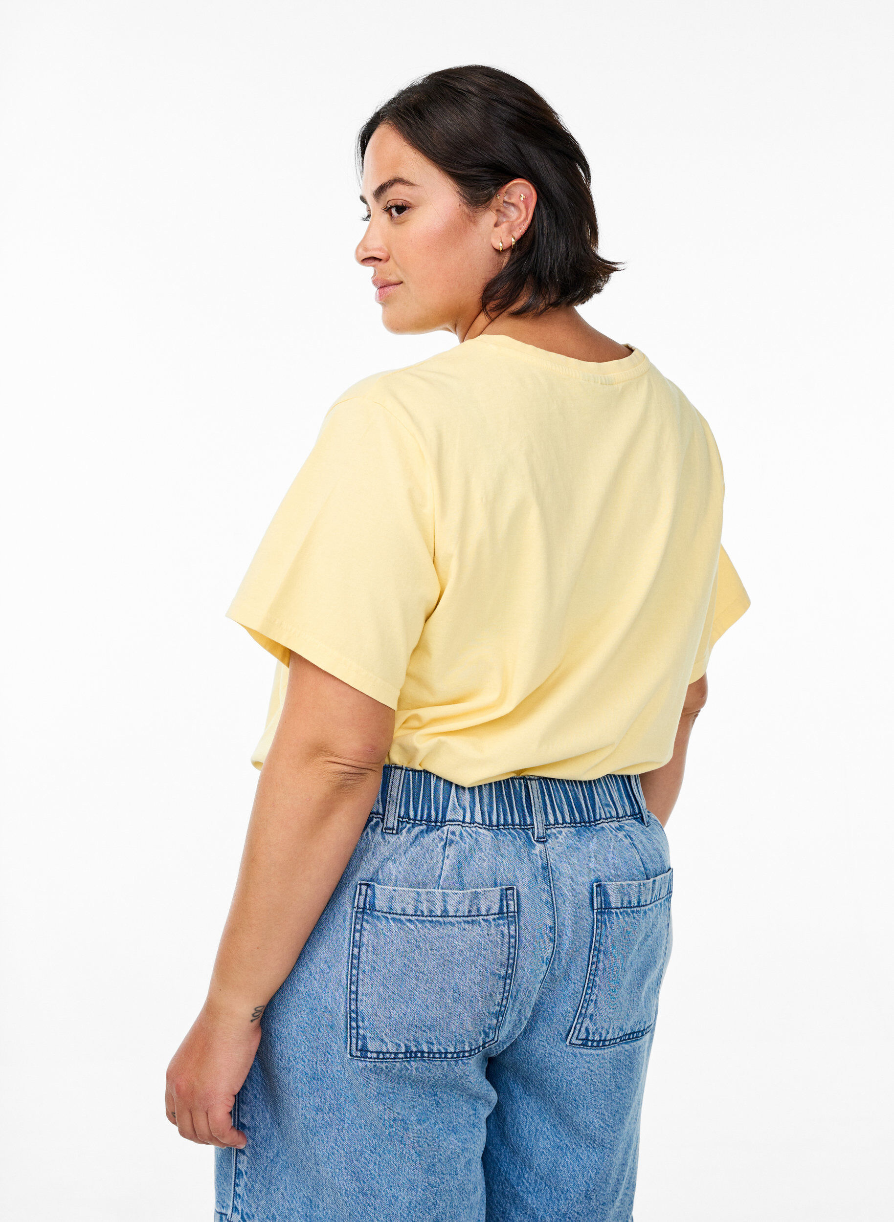 Zizzi Koszulka z bawelny organicznej z krysztalkami i motywem motyla, Beżowy, Model image number 2