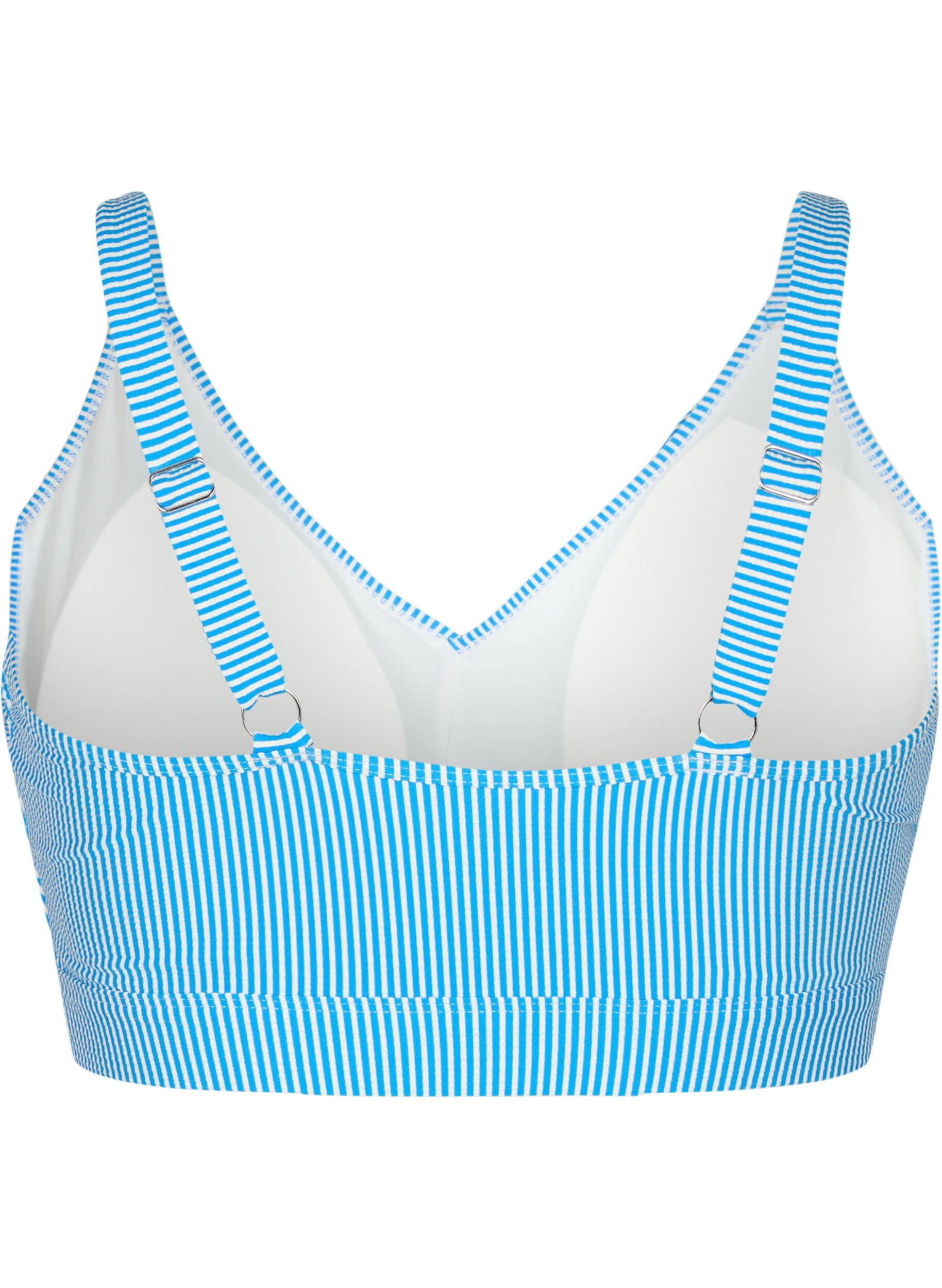 Zizzi G&oacute;ra od bikini w paski z falbana, BlueWhite Stripe AOP, Packshot image number 1