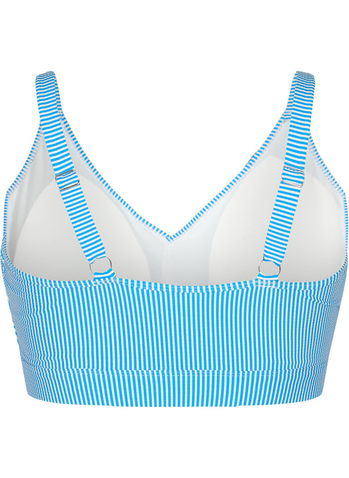Góra od bikini w paski z falbana, BlueWhite Stripe AOP, Packshot image number 1