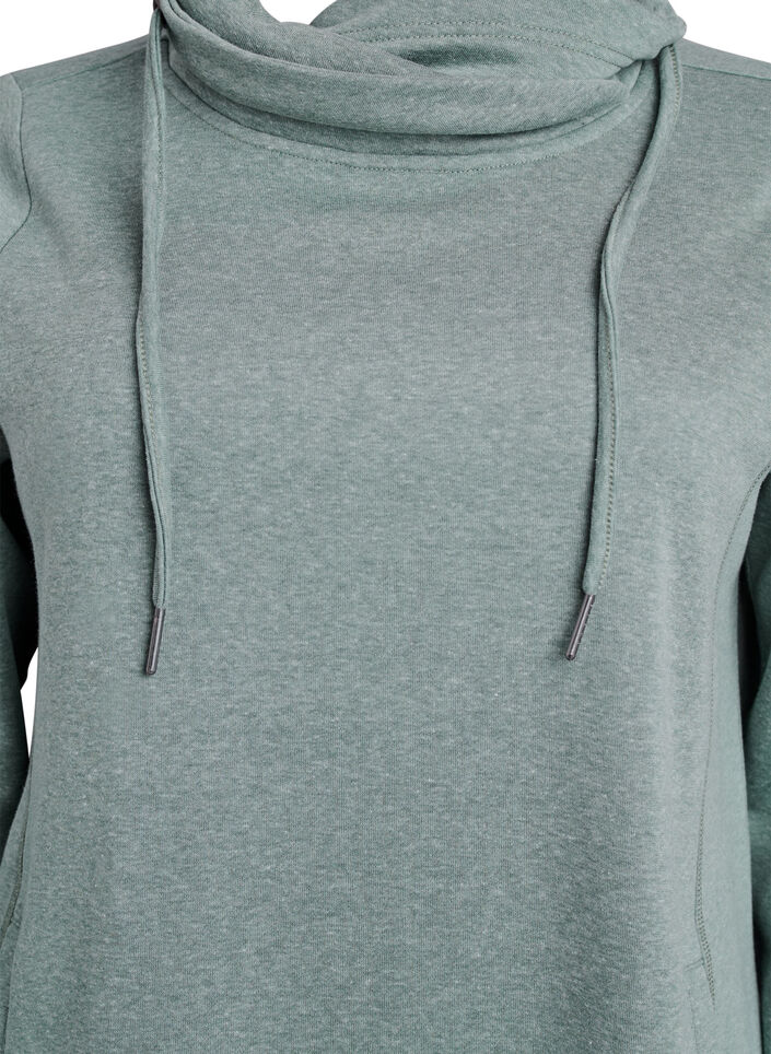 FLASH - Krótka dresowa sukienka z wysokim kolnierzem i kieszeniami, Zielony, Packshot image number 2