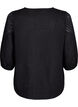 Bluzka z mieszanki bawelny z lnem i szydelkowymi detalami, Black, Packshot image number 1