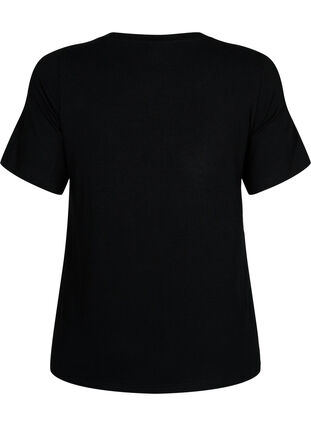 Prazkowana koszulka z wiskozy, Black, Packshot image number 1