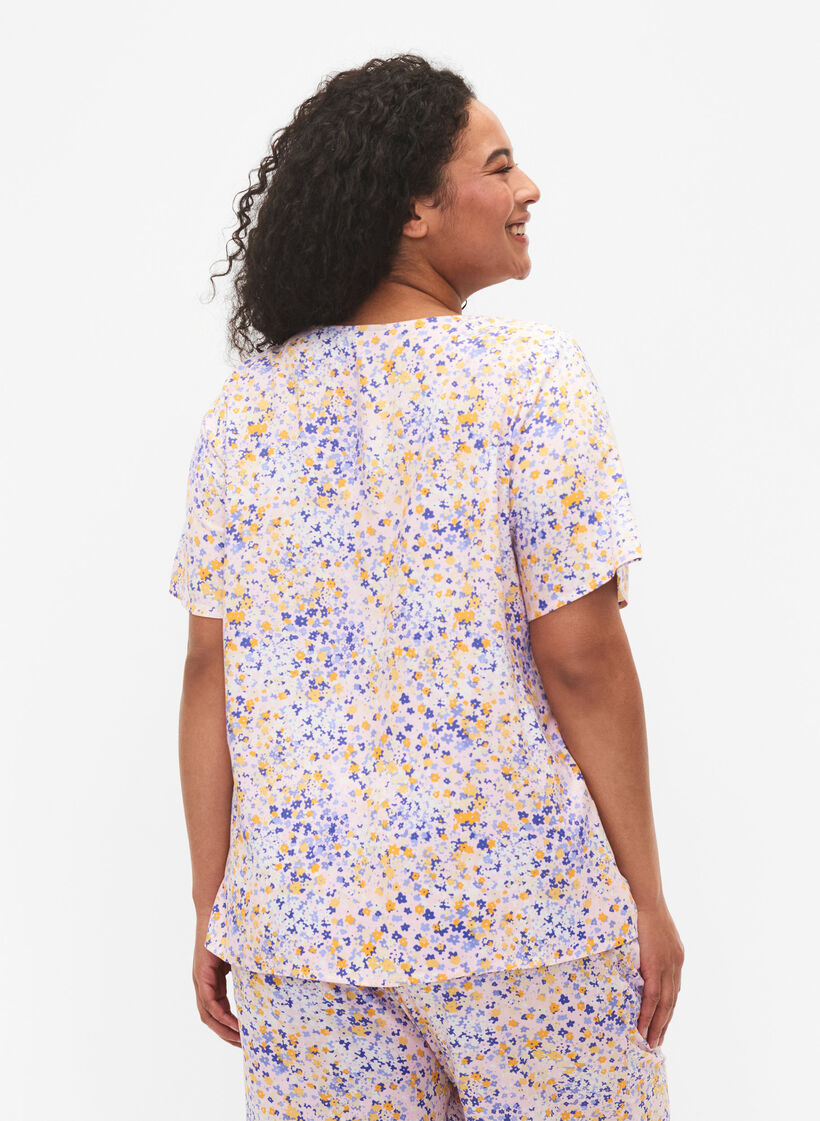 Wiskozowy top od pizamy z nadrukiem, Różowy, Model image number 2