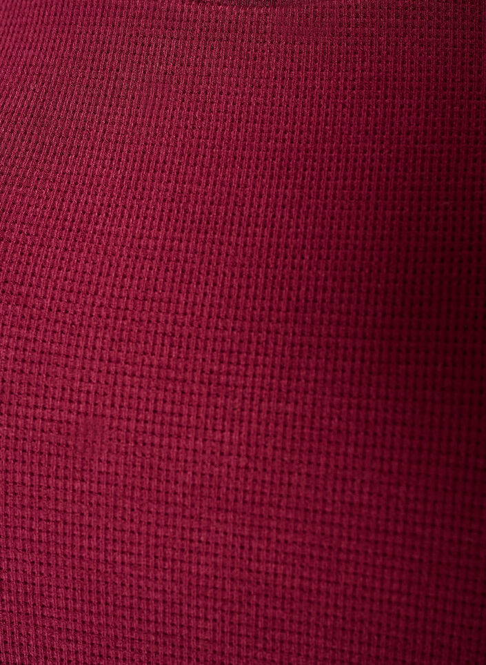 Bluzka z faktura i rekawami do lokcia, Czerwony, Packshot image number 2