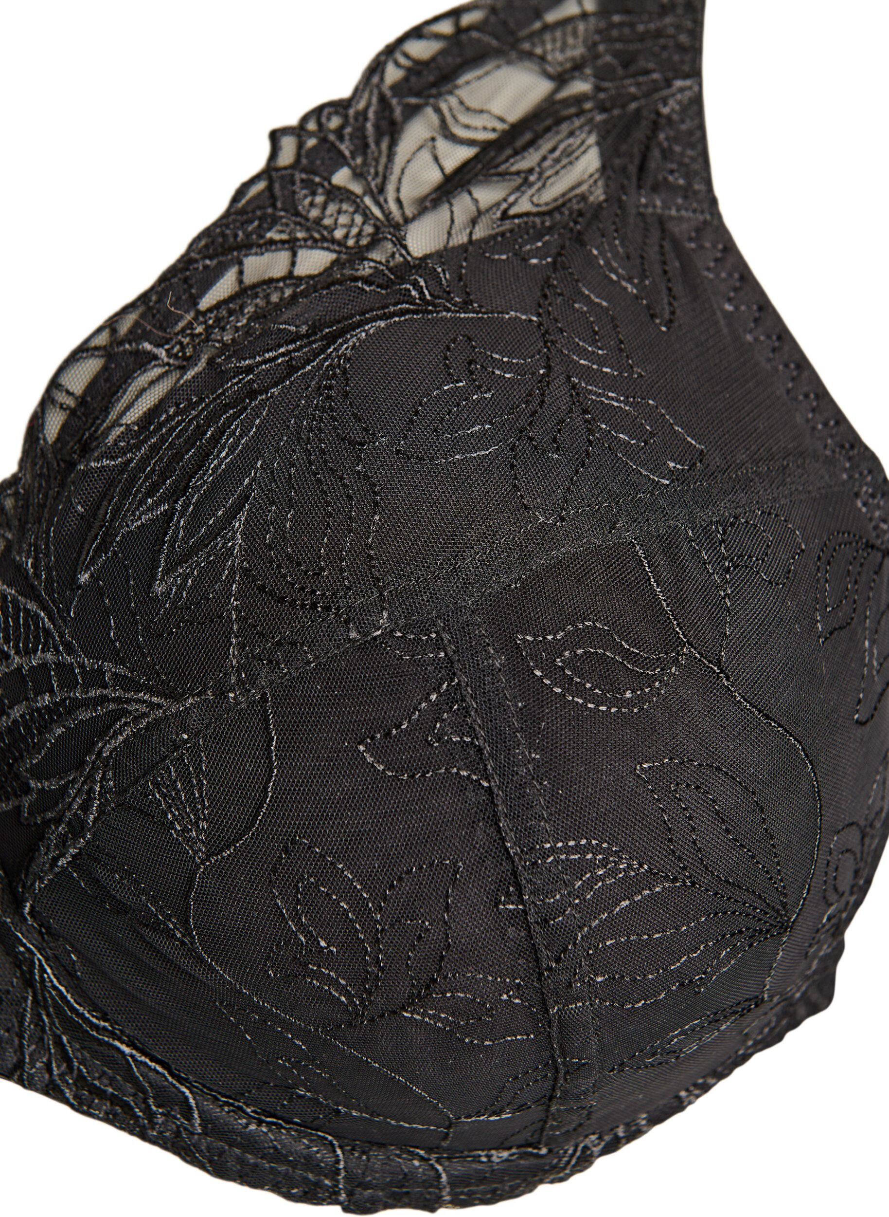ZizziUsztywniany koronkowy biustonosz z fiszbinami, Czarne, Packshot image number 2