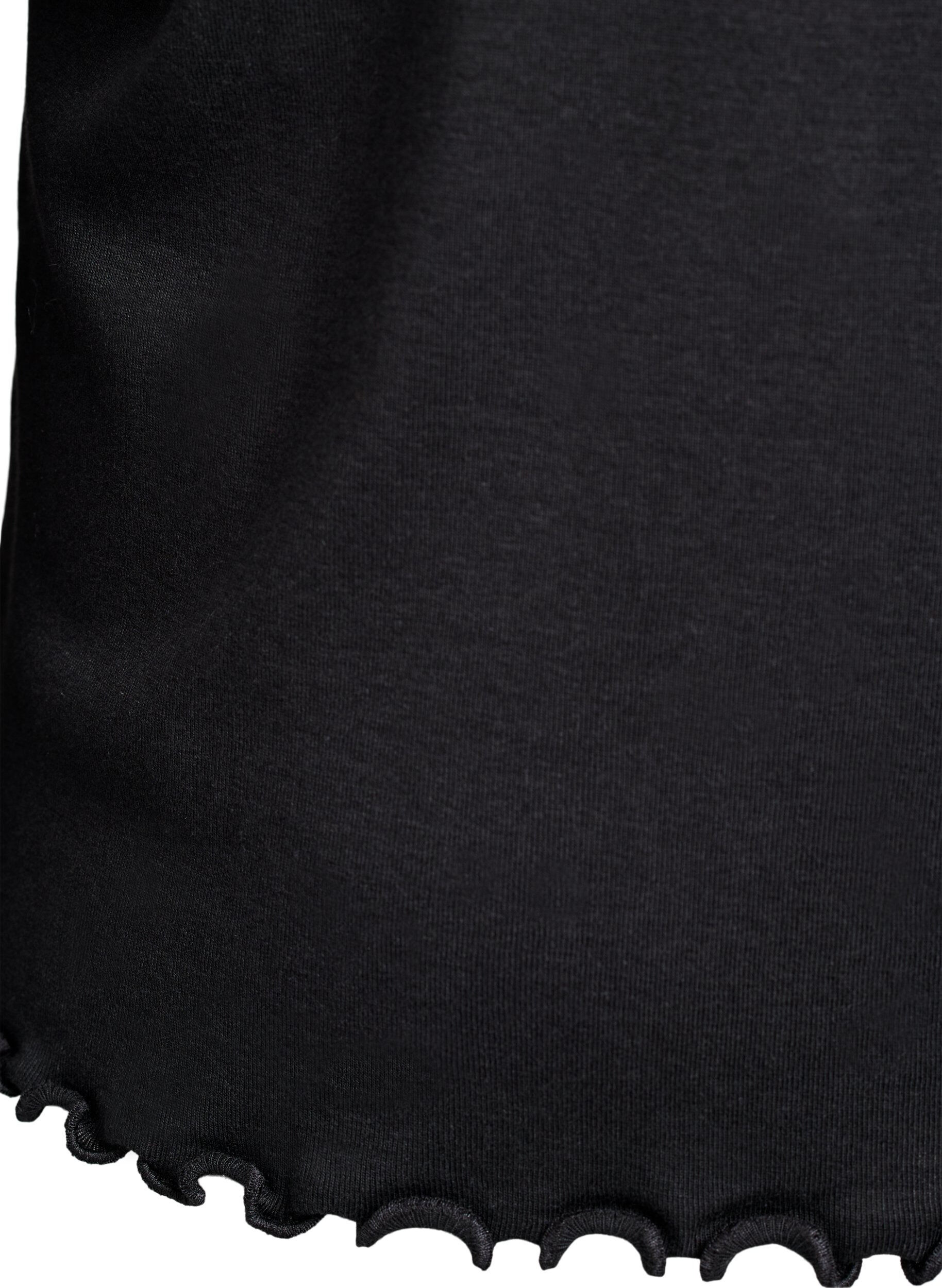 Zizzi Bluzka z dzerseju z guzikami i falistymi brzegami, Czarne, Packshot image number 3