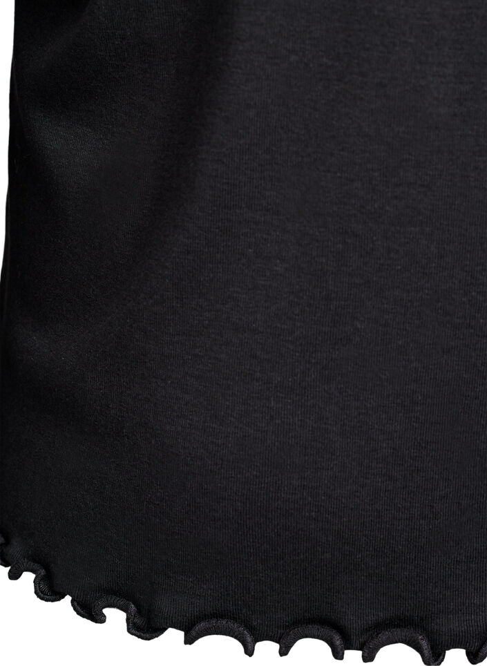 Bluzka z dzerseju z guzikami i falistymi brzegami, Czarne, Packshot image number 3
