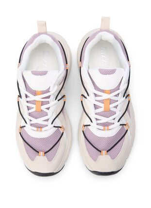 Szerokie sneakersy ze sznurówkami w kontrastowym kolorze, Elderberry, Packshot image number 2