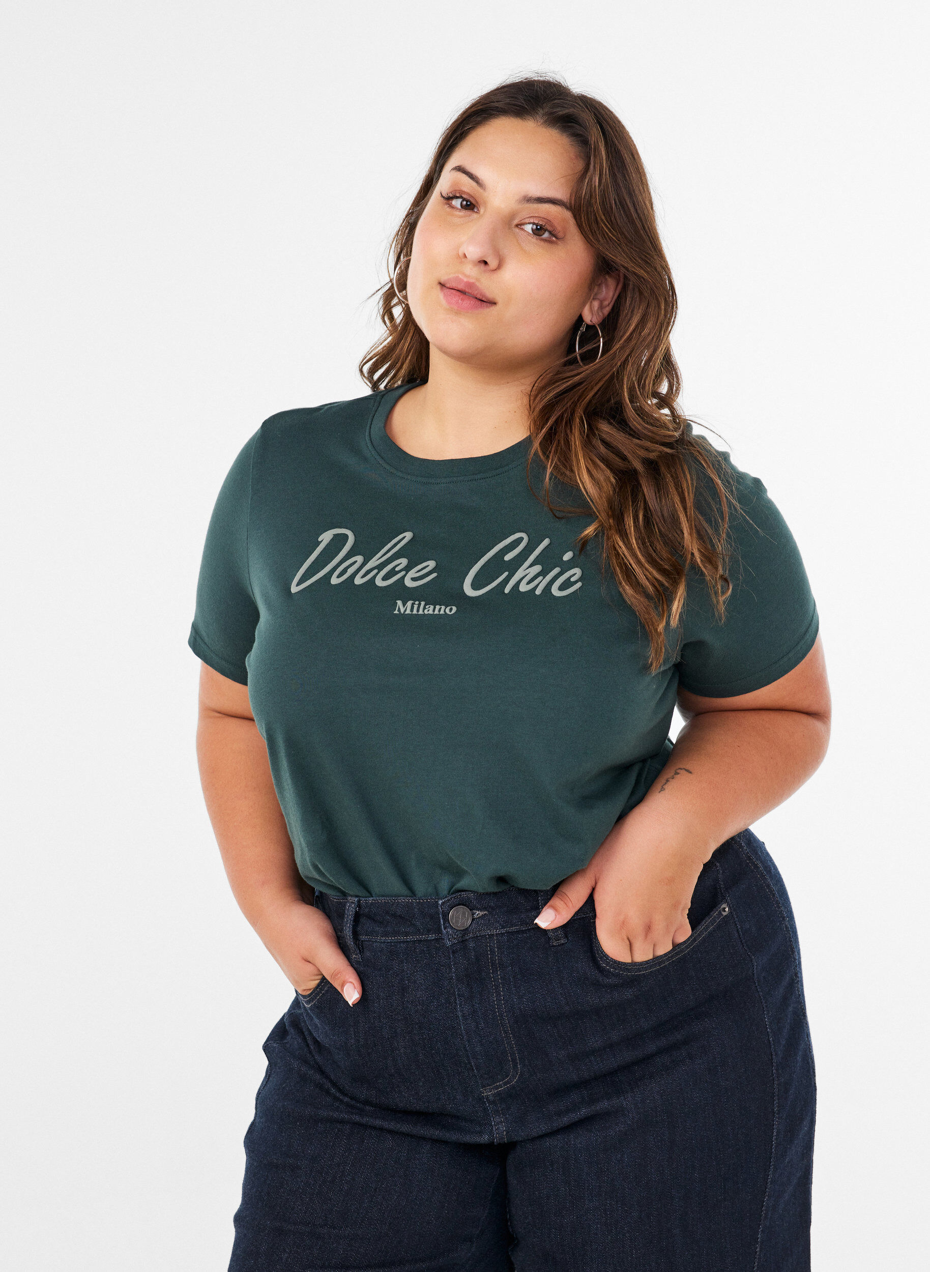 ZizziT-shirt z bawelny organicznej z nadrukiem, Zielony, Model image number 0