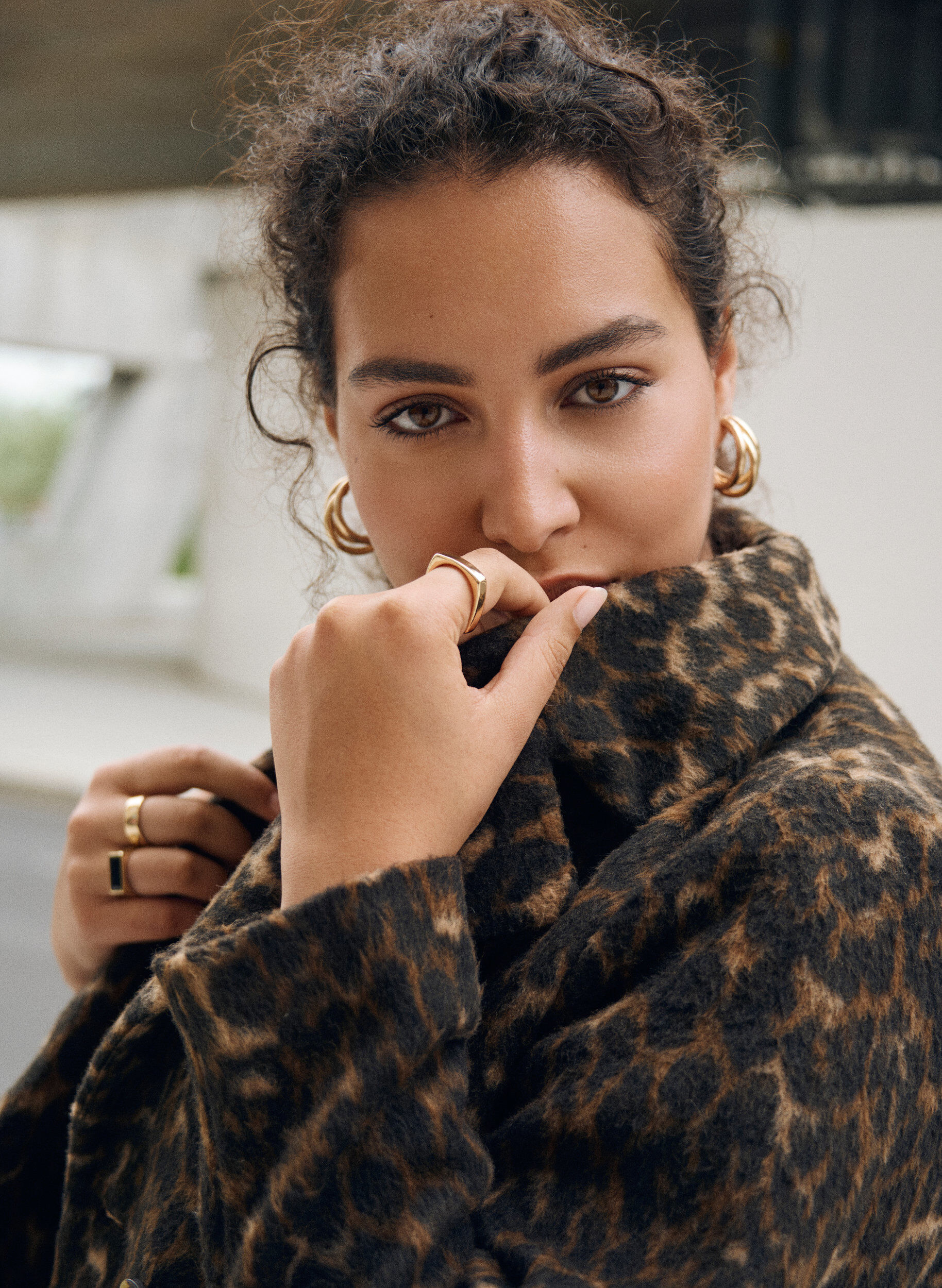 Zizzi Plaszcz w panterke z dwurzedowym zapieciem na guziki, Brązowy, Image image number 0