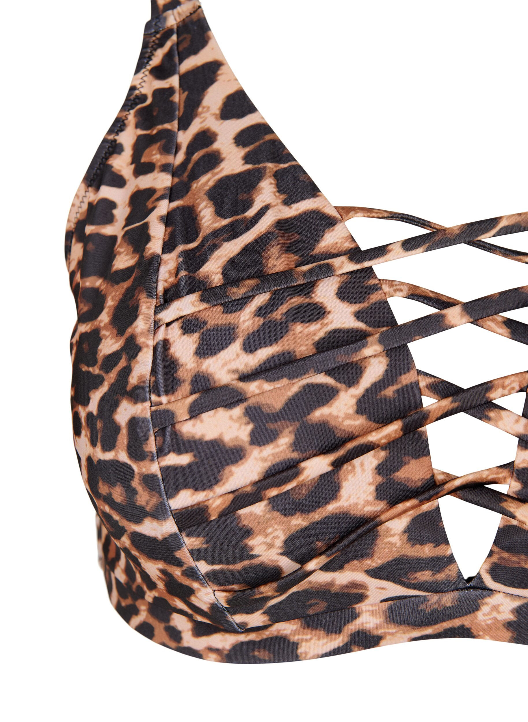 Zizzi Biustonosz od&nbsp;bikini w&nbsp;panterke ze&nbsp;sznurkowymi detalami, Autentic Leopard, Packshot image number 2