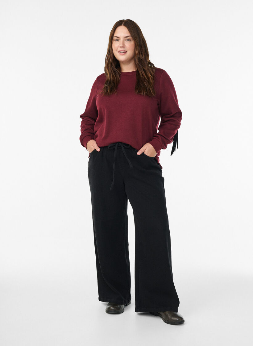 Bluza z fredzlami, Ciemnobordowy, Model image number 1