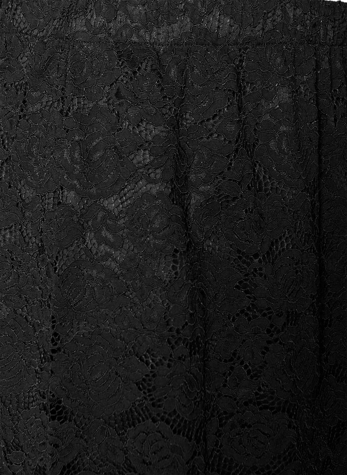 Spodniczka midi z koronki z elastyczna talia, Czarne, Packshot image number 2