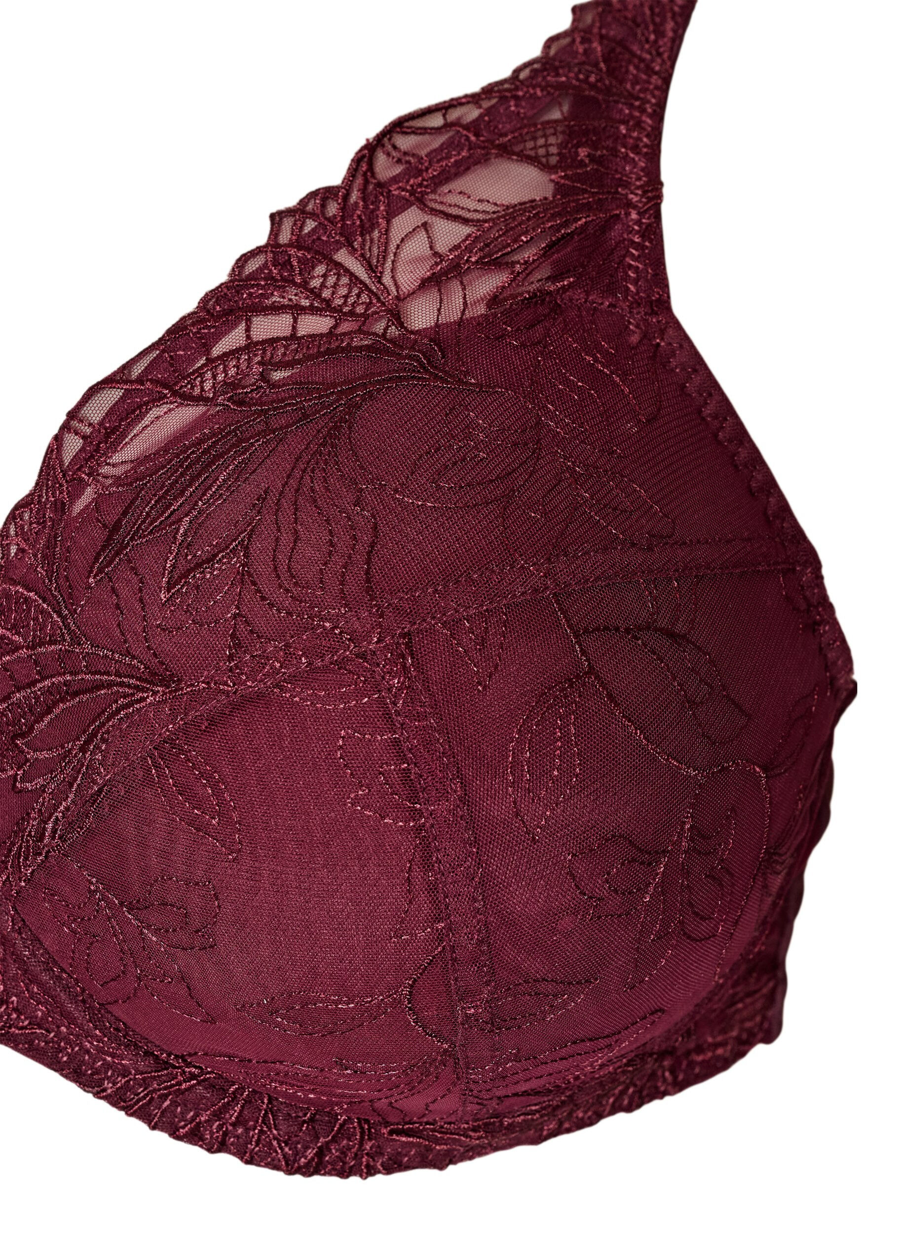 ZizziUsztywniany koronkowy biustonosz z fiszbinami, Czerwony, Packshot image number 2
