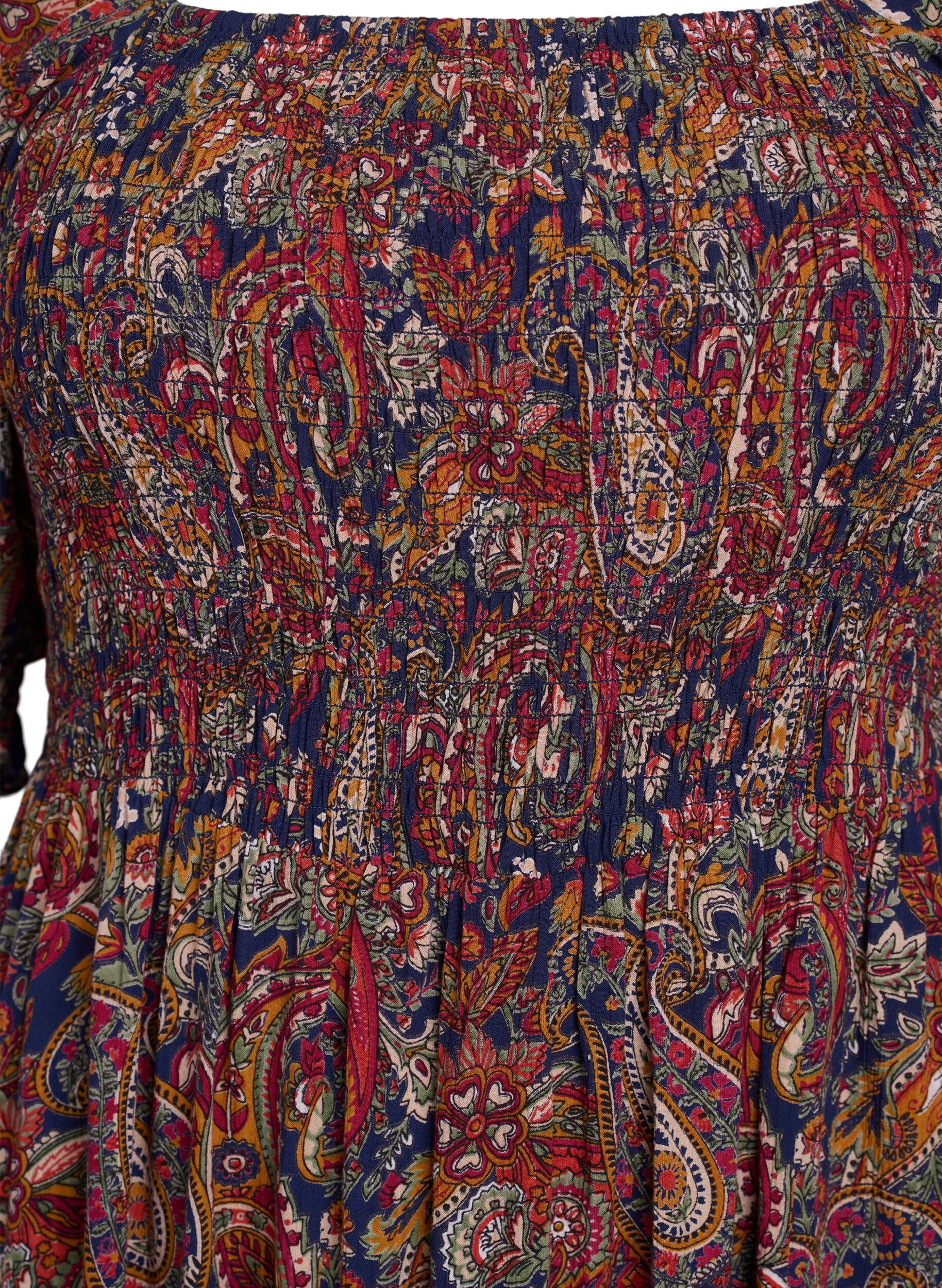 ZizziLetnia sukienka z wiskozy z nadrukiem paisley, Niebieskie, Packshot image number 2