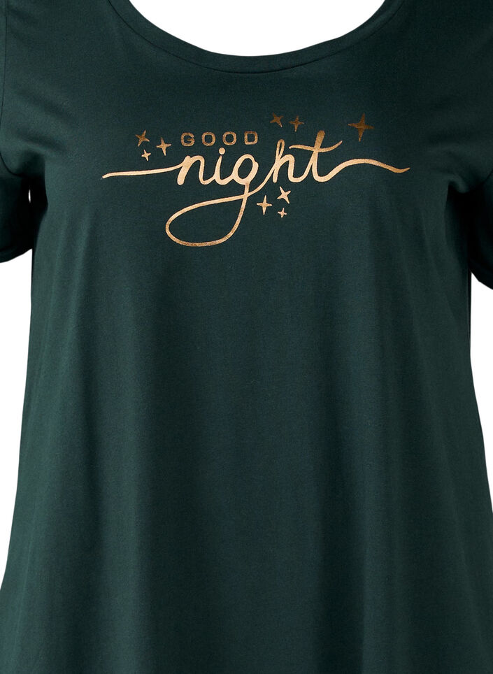 Koszula nocna z krótkim rekawem, wykonana z bawelny organicznej, Zielony, Packshot image number 2