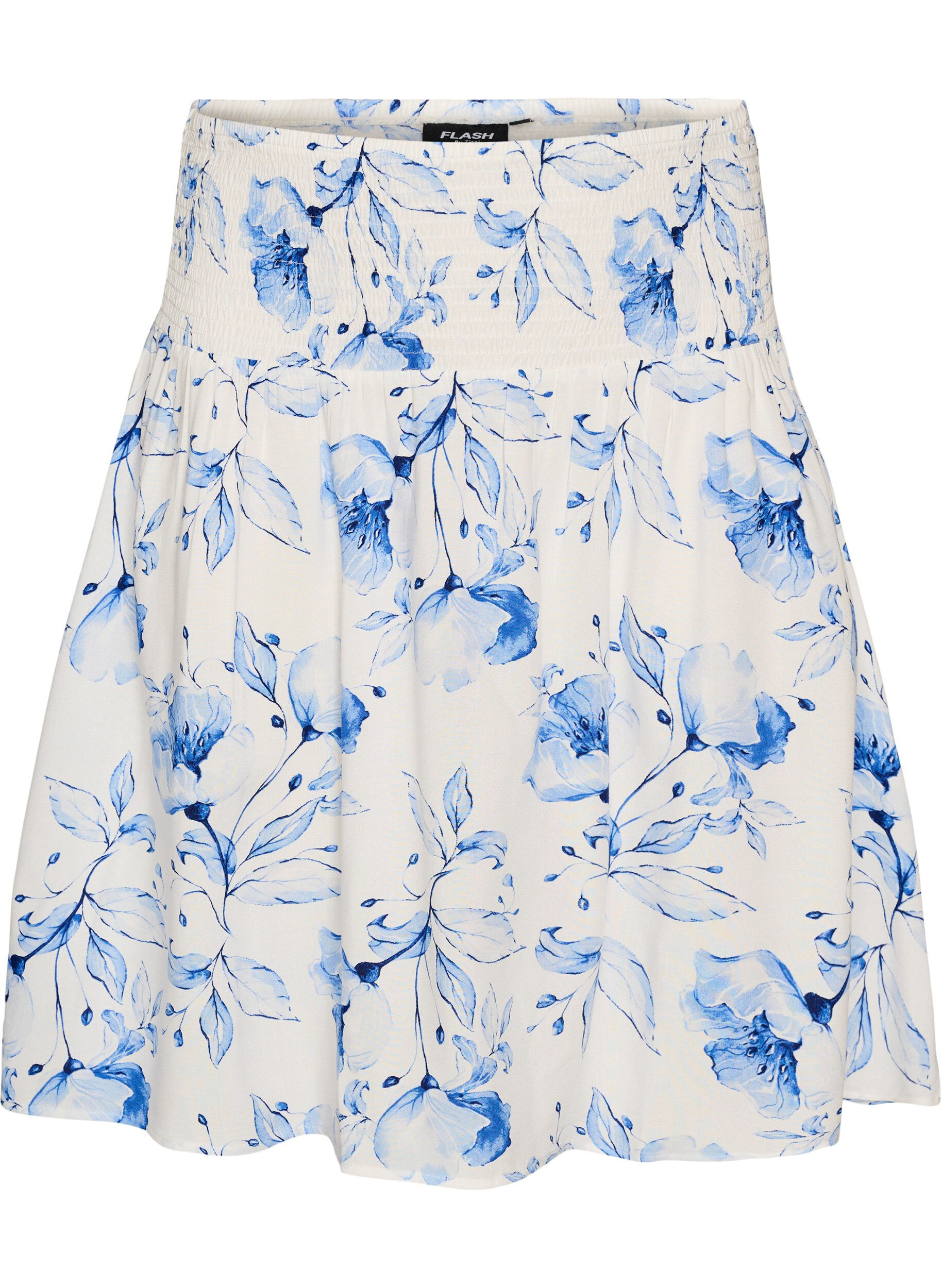 Zizzi Short skirt with smocked waist, Blue, Packshot image number 0