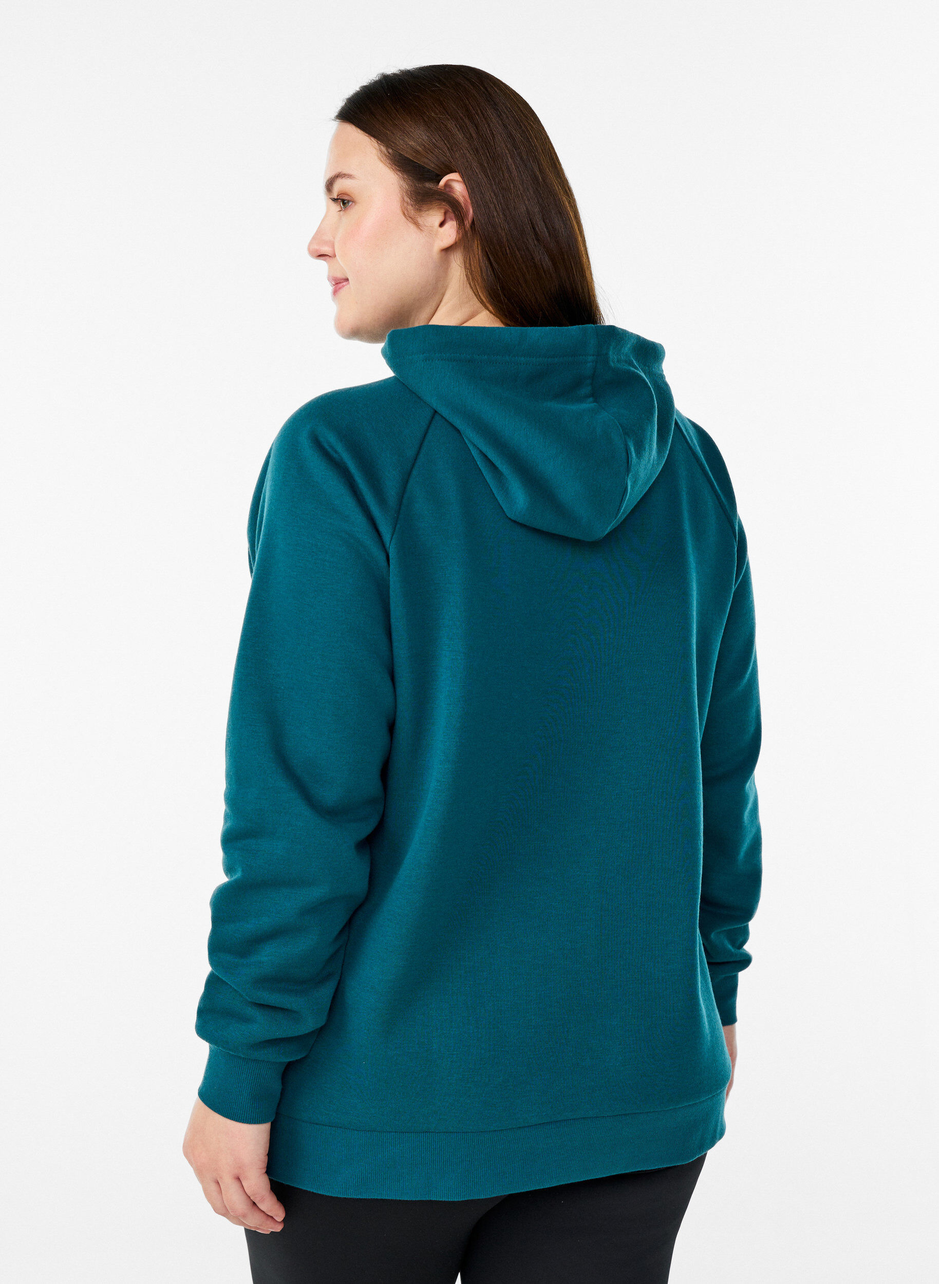 ZizziBluza z kapturem z haftowanym motywem z przodu, Zielony, Model image number 2