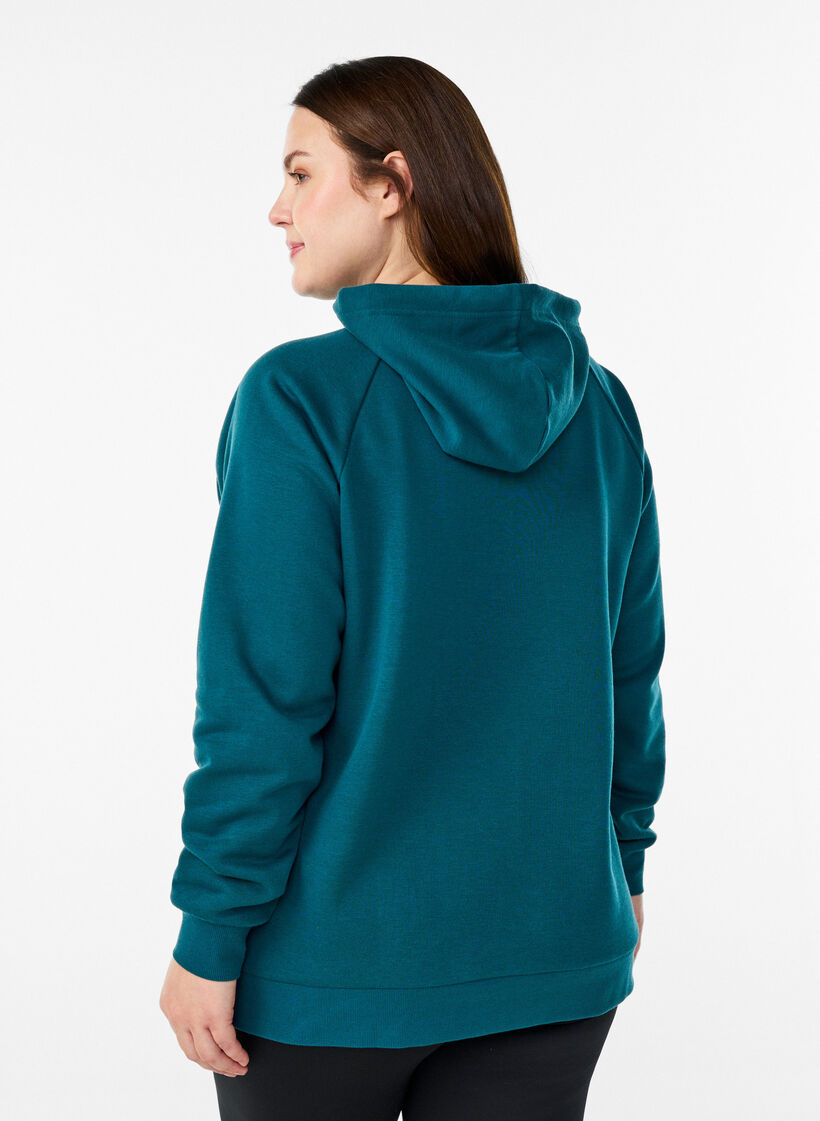 Bluza z kapturem z haftowanym motywem z przodu, Zielony, Model image number 2