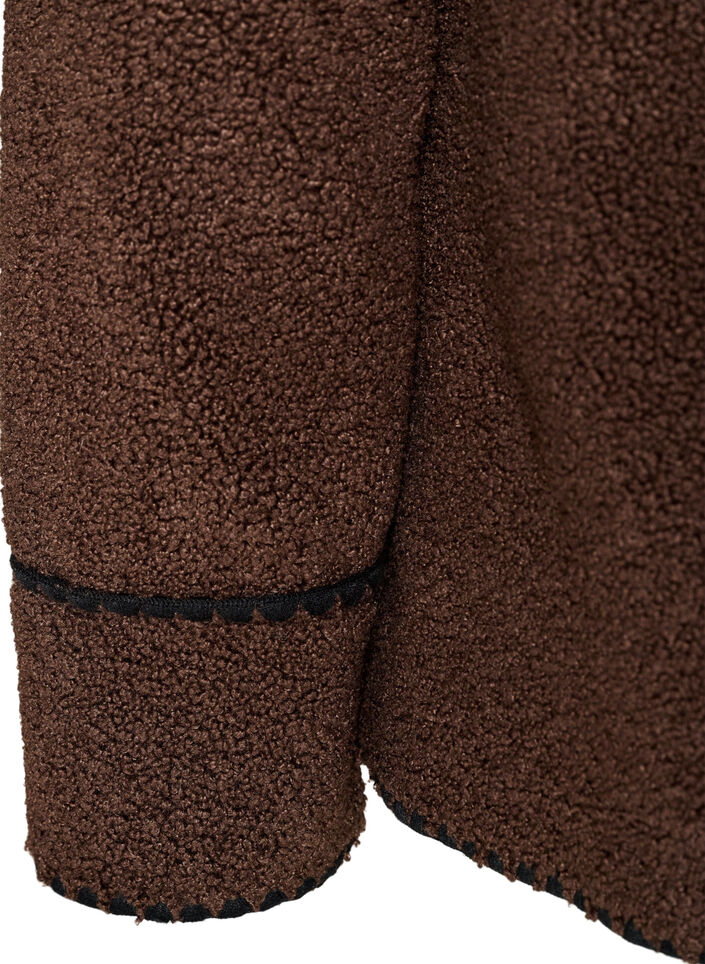 Kurtka pluszowa z kontrastowymi detalami, Brązowy, Packshot image number 4