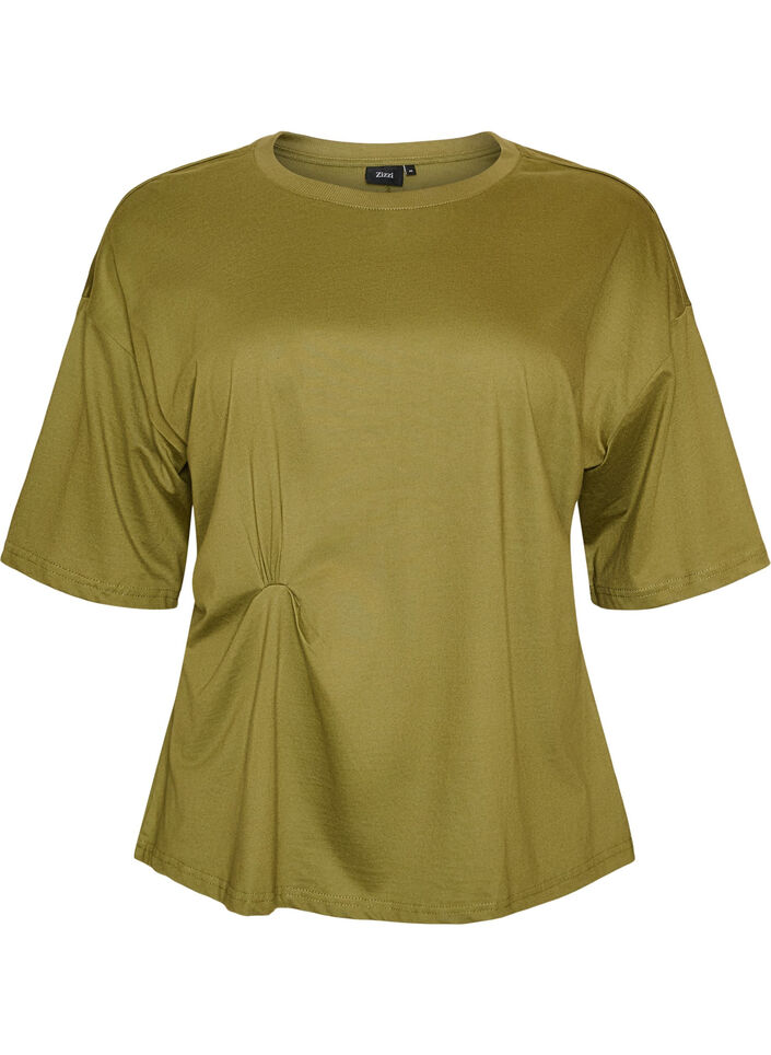 T-shirt z drapowaniem, Zielony, Packshot image number 0