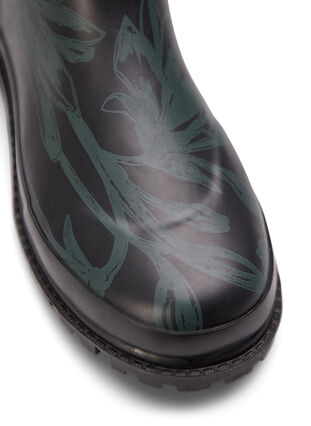 Krótkie, szerokie gumowe buty z nadrukiem, B. Teal Flower AOP, Packshot image number 4