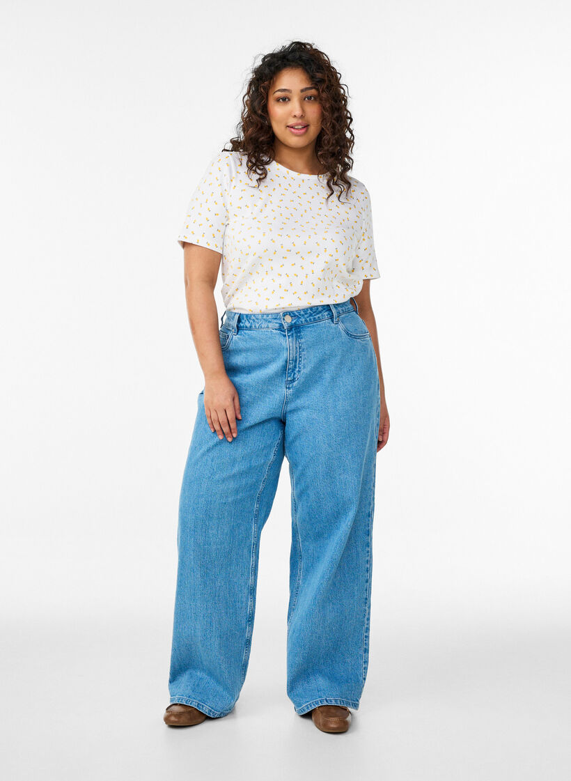 Koszulka bawelniana z nadrukiem na calej powierzchni, Biały, Model image number 1