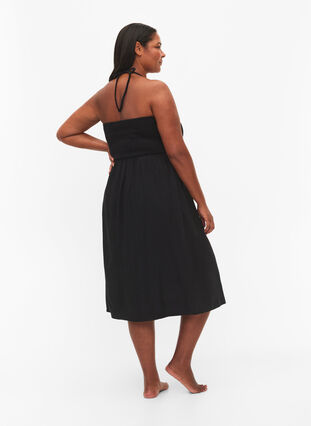 Sukienka plazowa z wiskozy z luznym topem, Black, Model image number 1