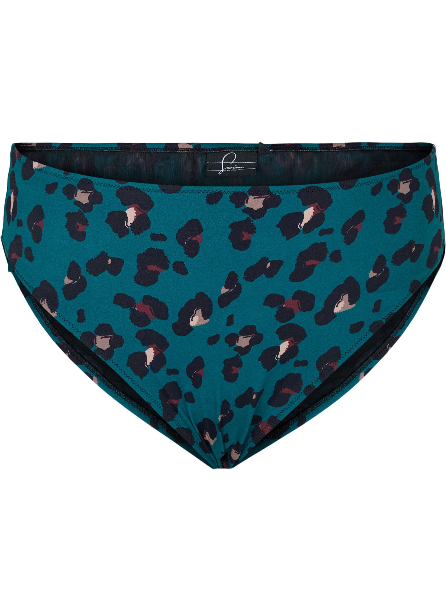 Zizzi D&oacute;l bikini z wysokim stanem, Teal Leopard, Packshot image number 0