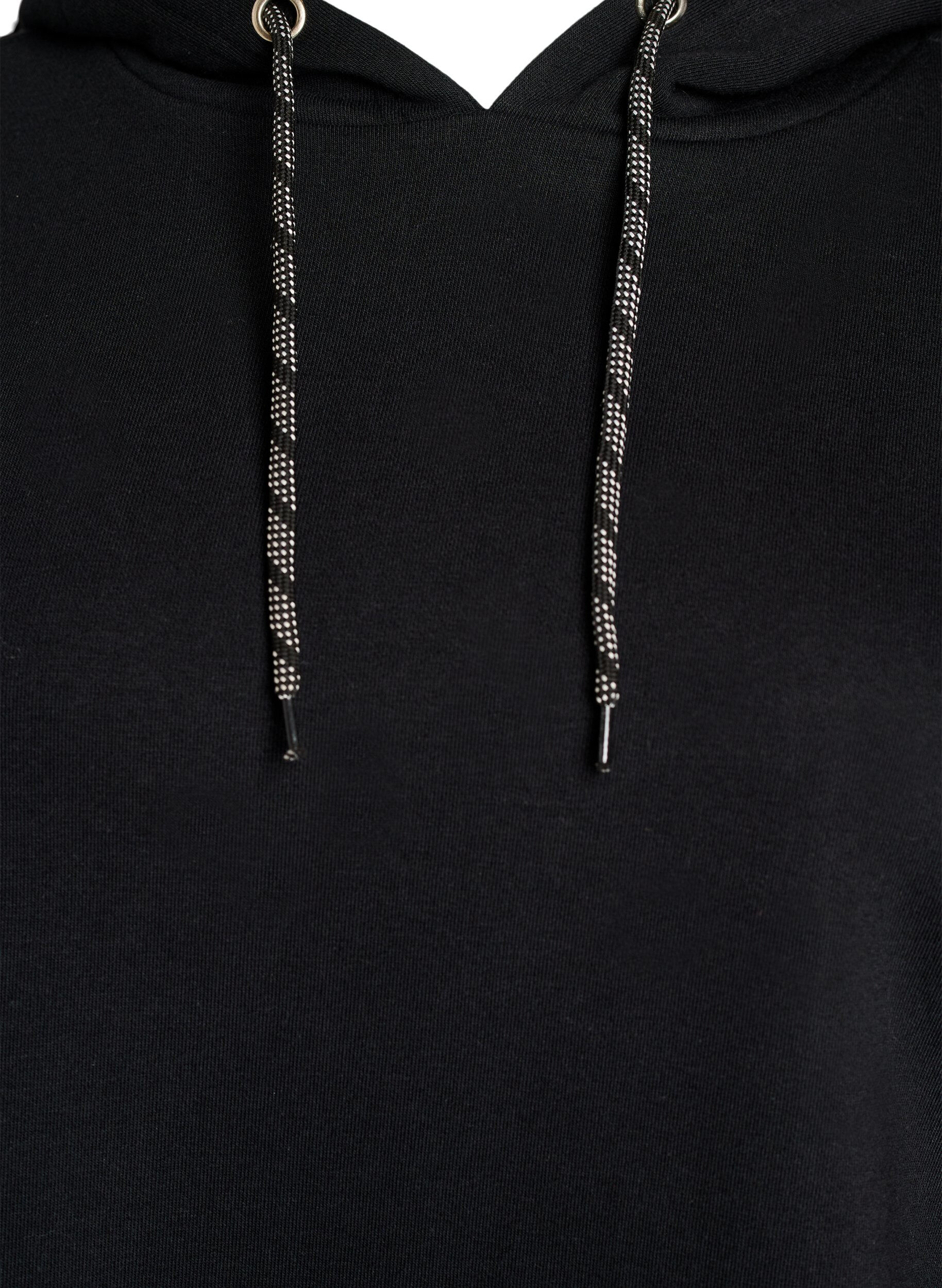 Zizzi Dlugi, bawelniany dresowy kardigan z kapturem, Czarne, Packshot image number 2