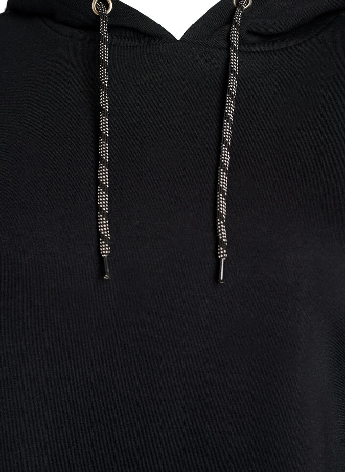 Dlugi, bawelniany dresowy kardigan z kapturem, Czarne, Packshot image number 2