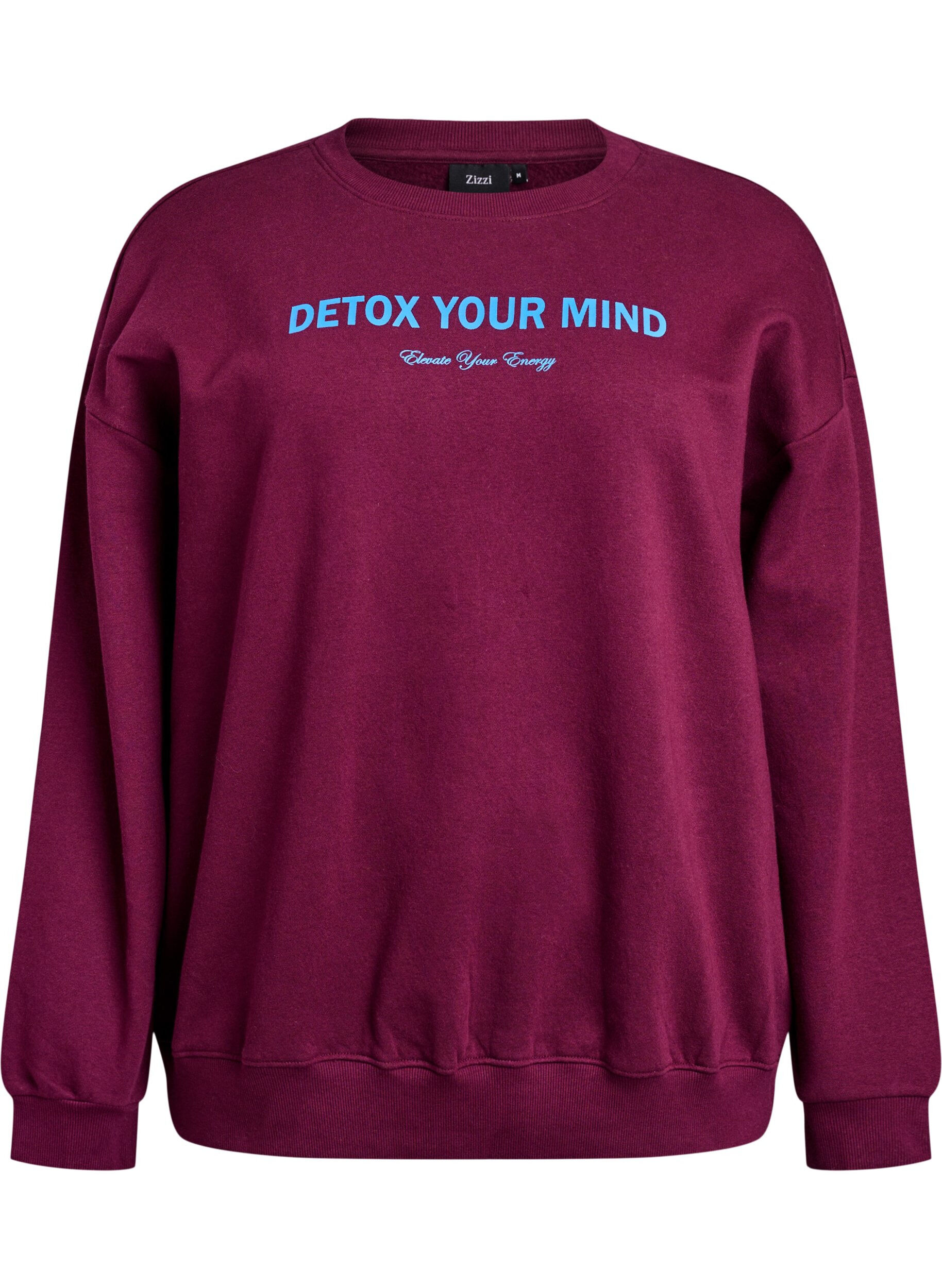 ZizziBluza z nadrukiem tekstowym, Ciemnobordowy, Packshot image number 0