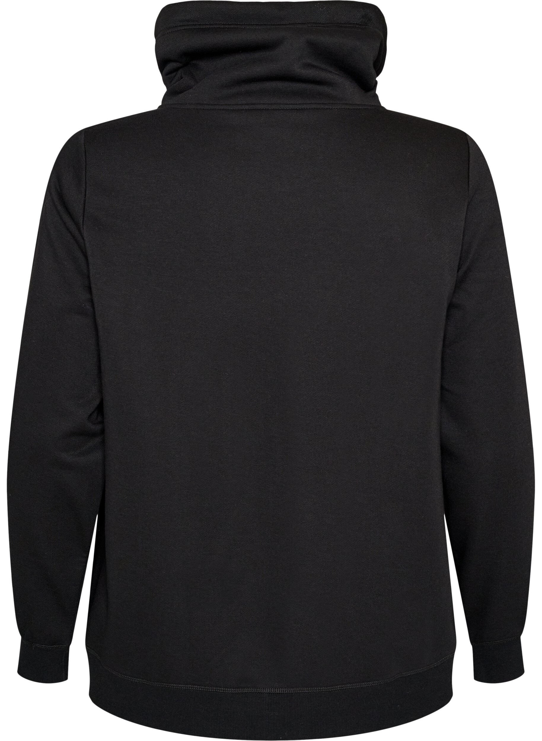 ZizziBluza z wysokim kolnierzem i kieszeniami, Czarne, Packshot image number 1
