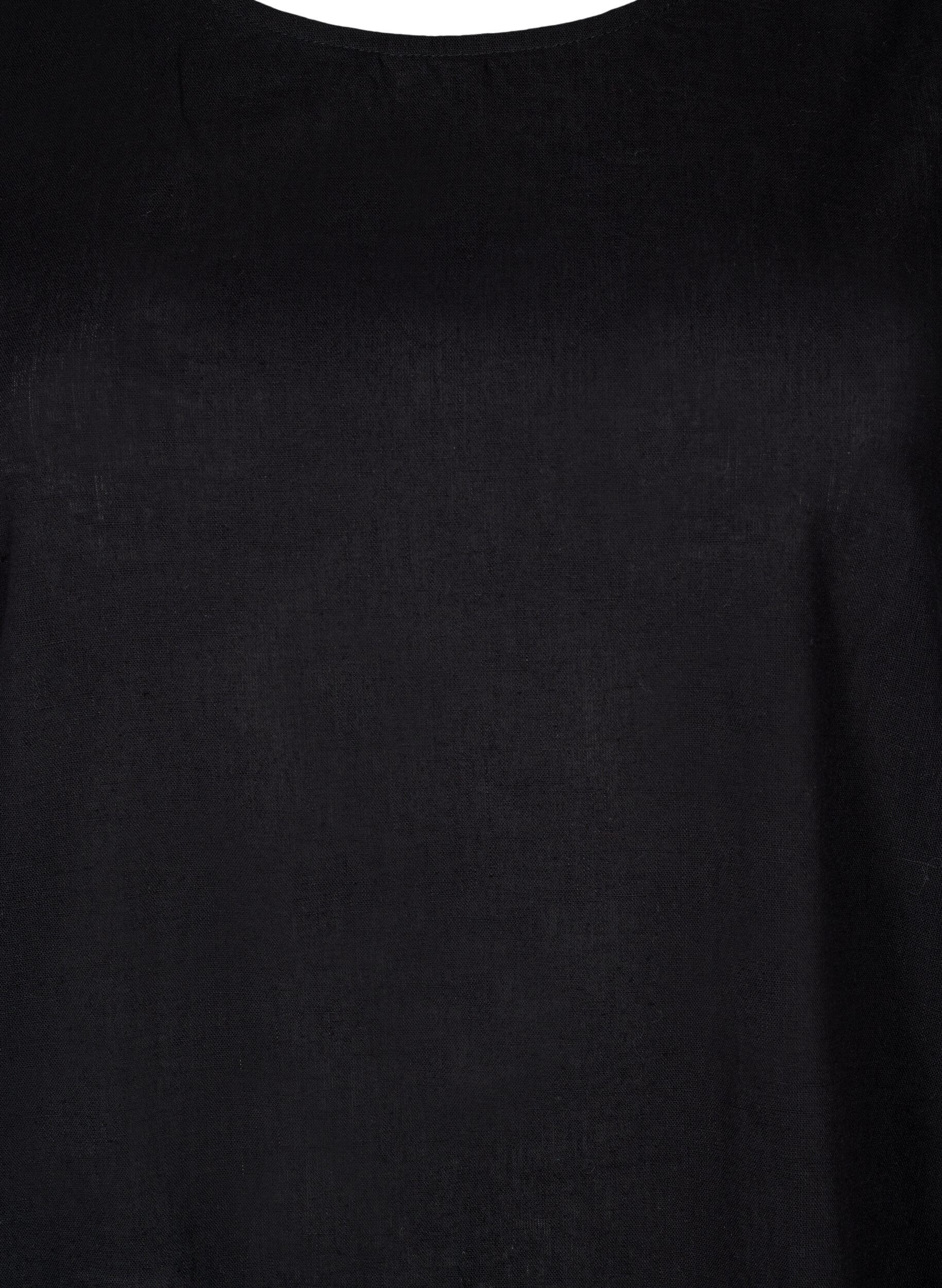 Zizzi Sukienka bez rekaw&oacute;w z mieszanki bawelny i lnu, Black, Packshot image number 2