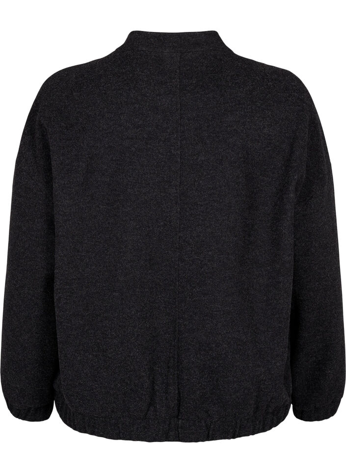 Bomberka o welnianym wygladzie z kieszeniami, Dark Grey Melange, Packshot image number 1