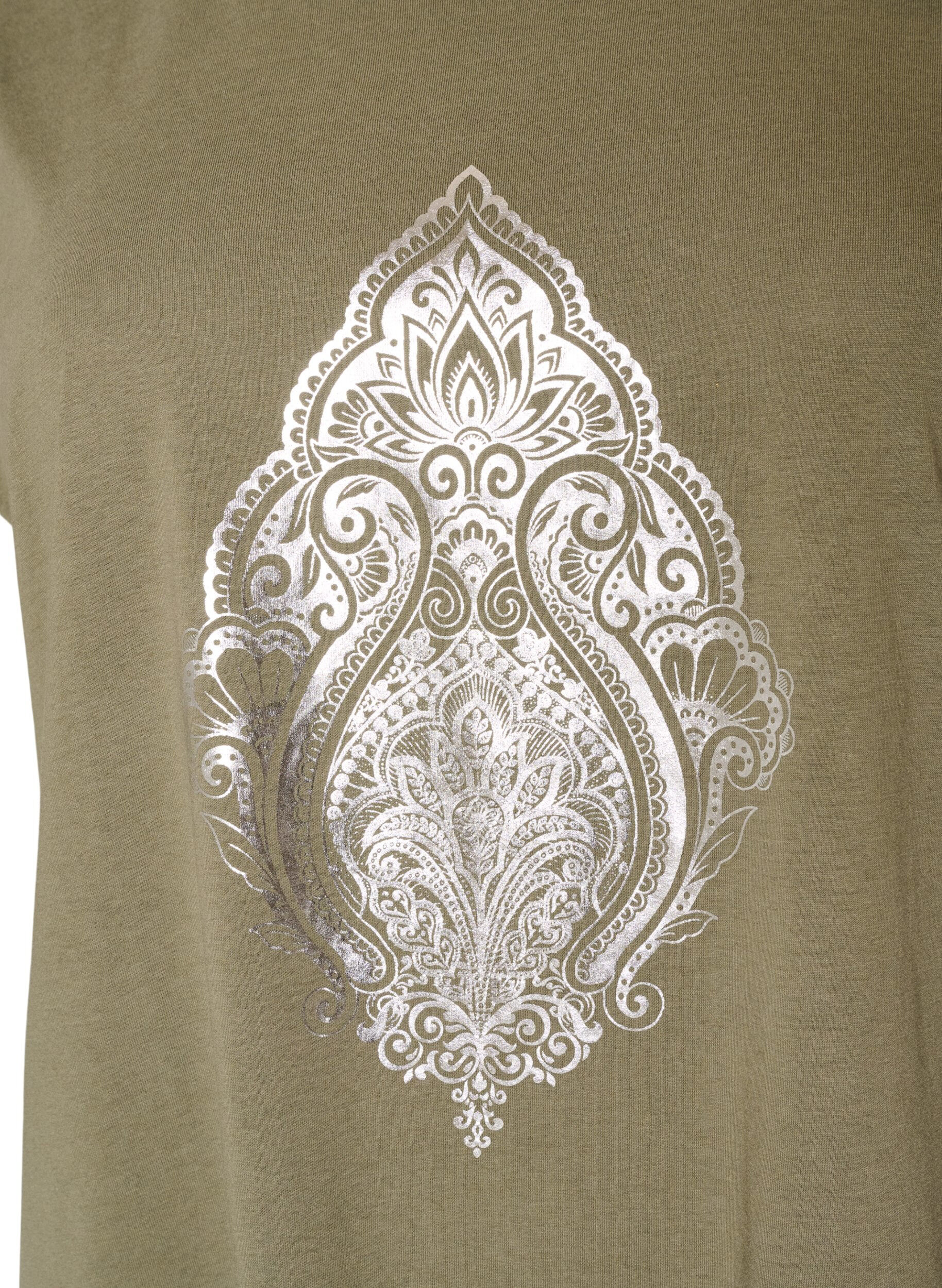 ZizziT-shirt z ozdobnym nadrukiem z przodu, Zielony, Packshot image number 2